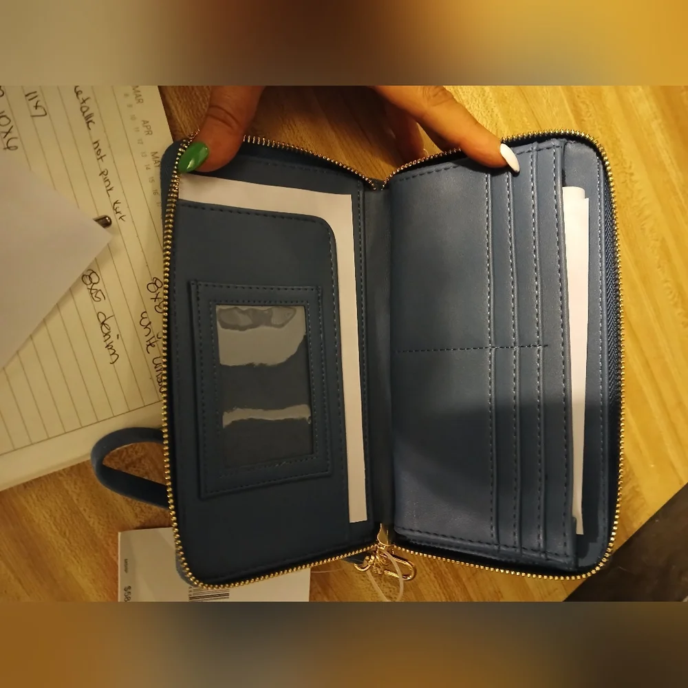 Betsey Johnson Denim W/Embroidered Flower Print Wallet/ Wristlet NWT - Picture 6 of 11